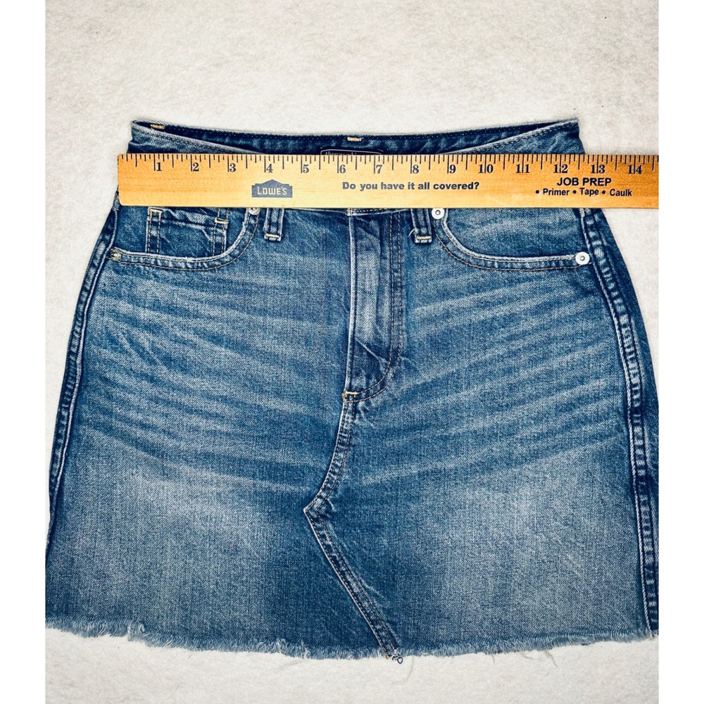 Abercrombie & Fitch Denim Mini Skirt Frayed Hem Casual Blue Size 24 - Picture 2 of 9